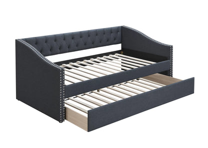 The Hayes Charcoal Burlap Daybed with Trundle (81" x 43" x 33" H) - view 2