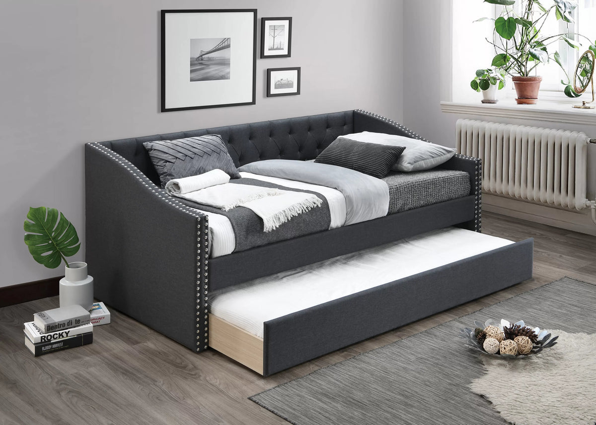 The Hayes Charcoal Burlap Daybed with Trundle (81" x 43" x 33" H) - view 1
