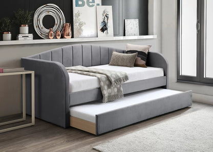 The Hayes Gray Velvet Daybed with Trundle (82" x 43" x 32" H) - view 1