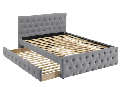 Cama Nido Wexley Full Claro Gris de Yute con Almacenamiento