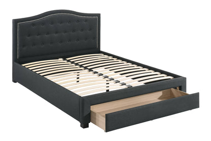 The Archibald Queen Charcoal Burlap Arched Bed with Drawer