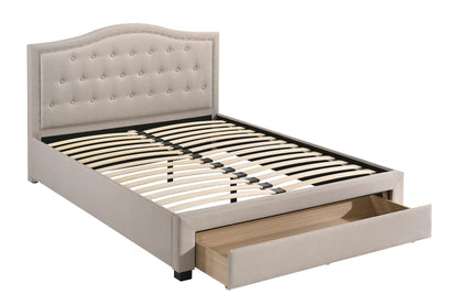 Cama Halloway Queen Claro Marrón de Yute con Almacenamiento