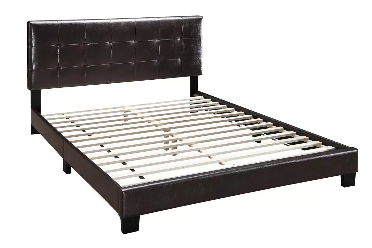 The Mercer Brown Faux Leather Full Bed Frame, Nightstand & Chest – 3 Piece - view 2