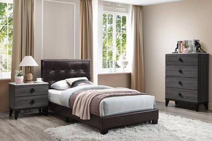 The Mercer Brown Faux Leather Twin Bed Frame - view 1