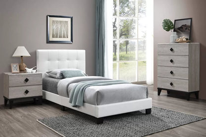 The Mercer White Faux Leather Twin Bed Frame - view 1