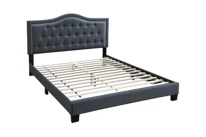The Stanton Charcoal Polyfiber Full Bed Frame – Button-Tufted - view 2