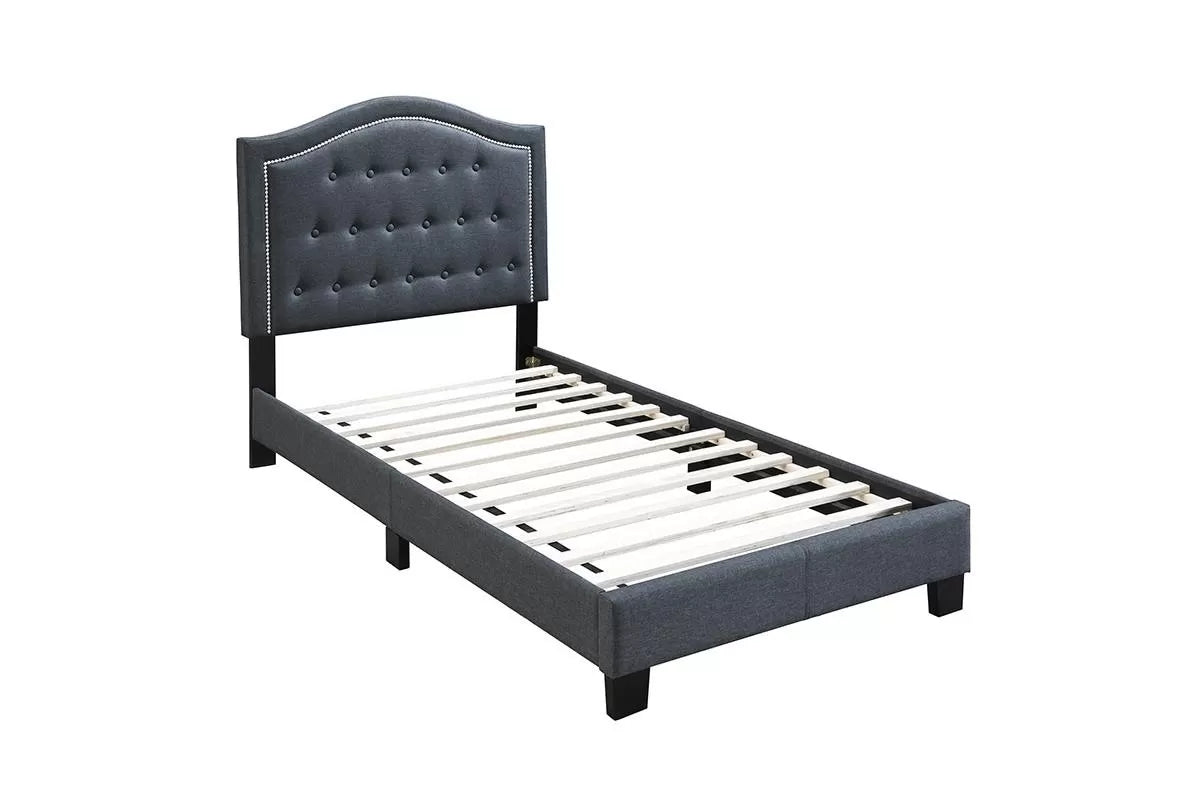 The Stanton Charcoal Polyfiber Twin Bed Frame – Button-Tufted - view 2