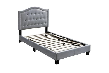 The Stanton Gray Velvet Twin Bed Frame, Nightstand & Chest – 3 Piece - view 2