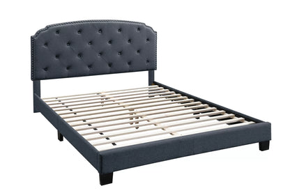 The Stanton Charcoal Polyfiber Queen Bed Frame – Button-Tufted - view 2