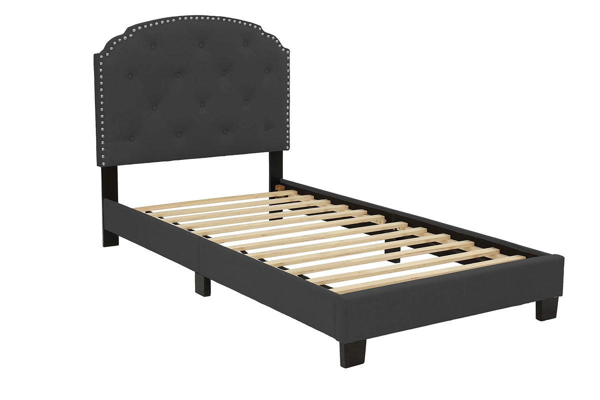 The Stanton Charcoal Polyfiber Twin Bed Frame – Button-Tufted - view 7