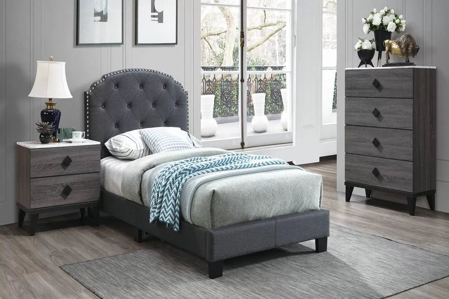 Cama Stanton Twin Carbón de Polifibra – 3 Piezas