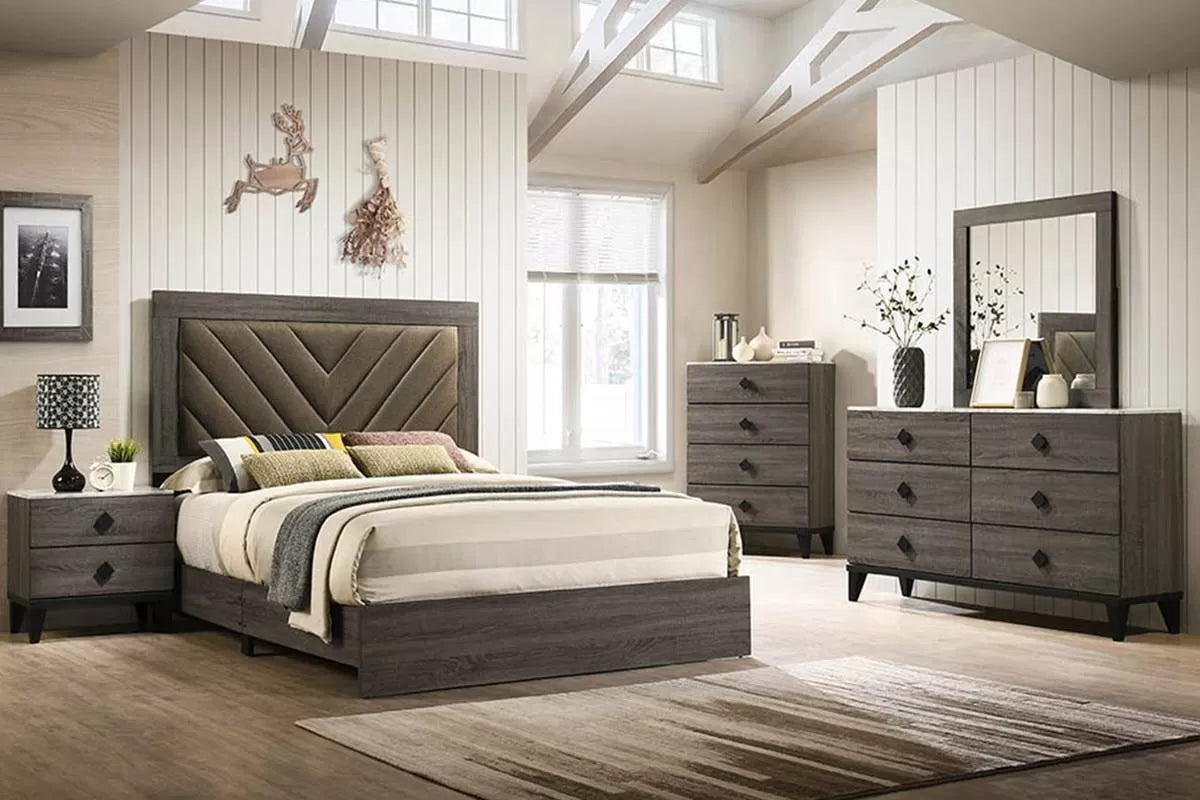 The Bronson Eastern King Brown Chevron Bed