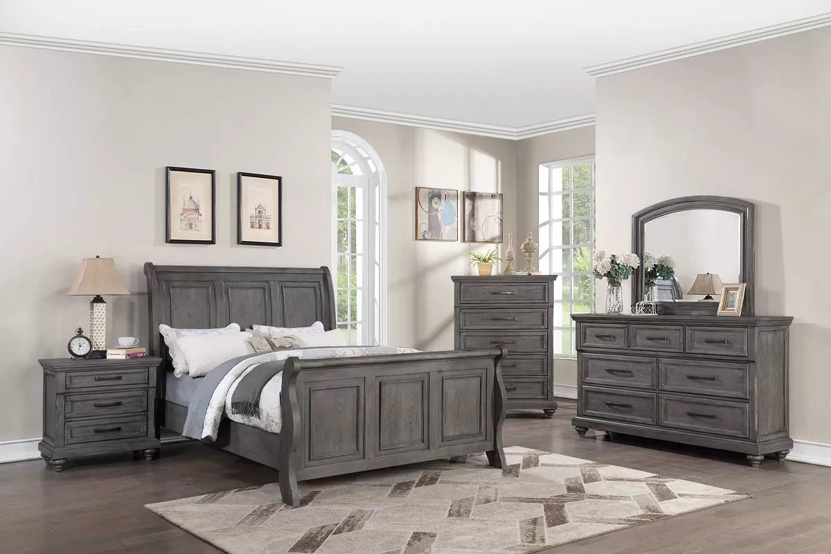 The Wellington California King Gray Sleigh Bed