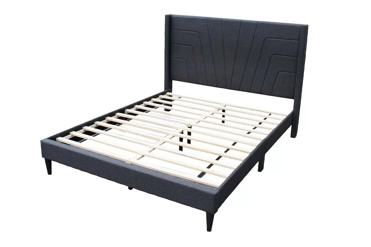 Cama Barrett Queen Carbón de Yute Tapizado