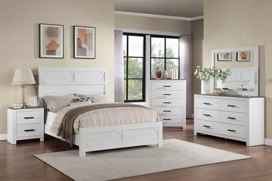 Eastern King Bed Frame – White Modern Farmhouse Design | F9626EK