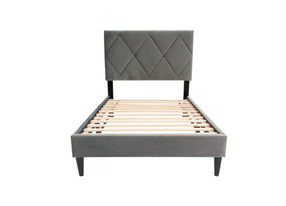 The Winslow Gray Velvet Diamond-Tufted Twin Bed - view 2