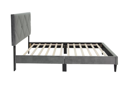 The Winslow Gray Velvet Diamond-Tufted Twin Bed - view 3