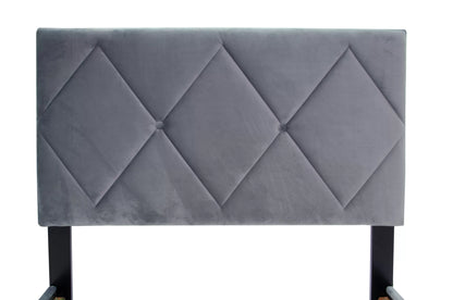 The Winslow Gray Velvet Diamond-Tufted Twin Bed - view 6