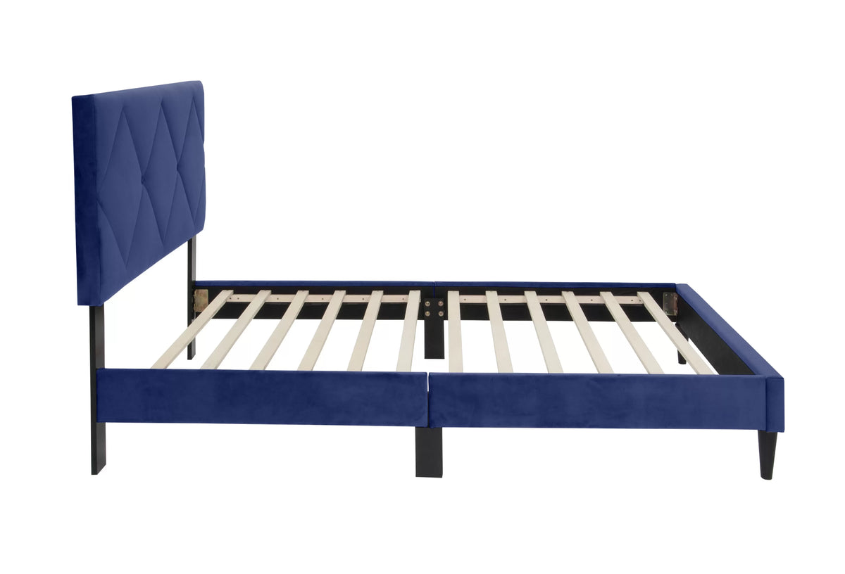 The Winslow Navy Blue Velvet Diamond-Tufted Twin Bed - view 3