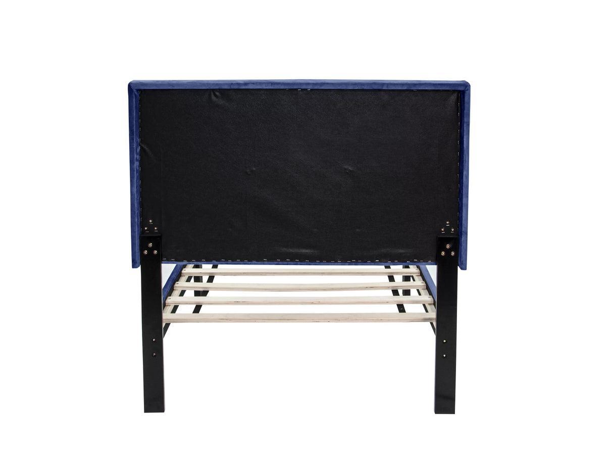The Winslow Navy Blue Velvet Diamond-Tufted Twin Bed Set – Bed & Nightstand - view 4
