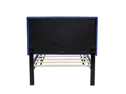 The Winslow Navy Blue Velvet Diamond-Tufted Twin Bed Set – Bed & Nightstand - view 4