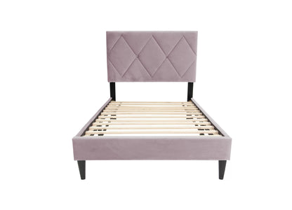 The Winslow Light Pink Velvet Diamond-Tufted Twin Bed - view 2