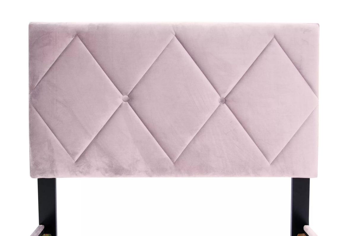 The Winslow Light Pink Velvet Diamond-Tufted Twin Bed Set – Bed & Nightstand - view 6