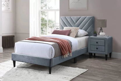 The Harlow Gray Velvet Chevron-Tufted Full Bed - view 1
