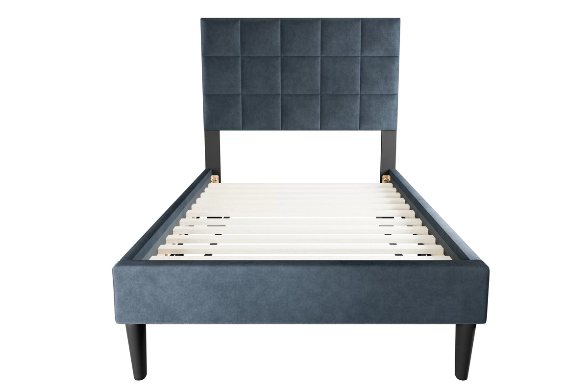 The Calloway Charcoal Linen Twin Bed Frame – Square-Tufted - view 2