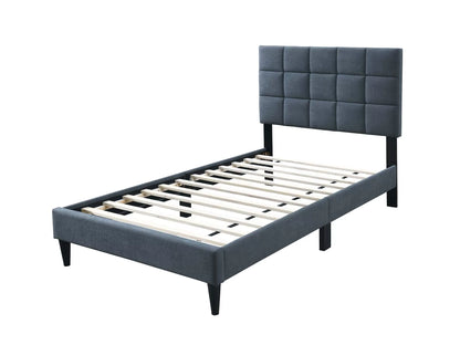 The Calloway Charcoal Linen Twin Bed Frame – Square-Tufted - view 4