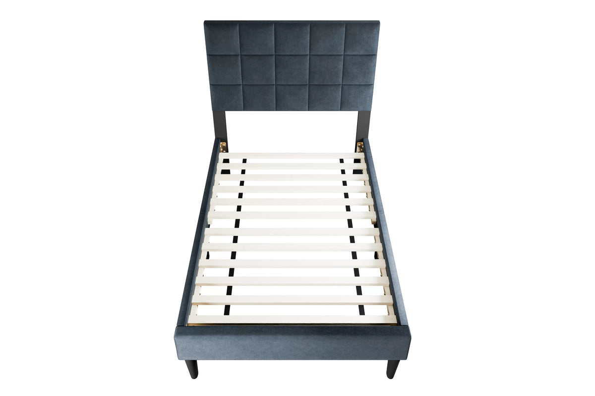 The Calloway Charcoal Linen Twin Bed Frame – Square-Tufted - view 5