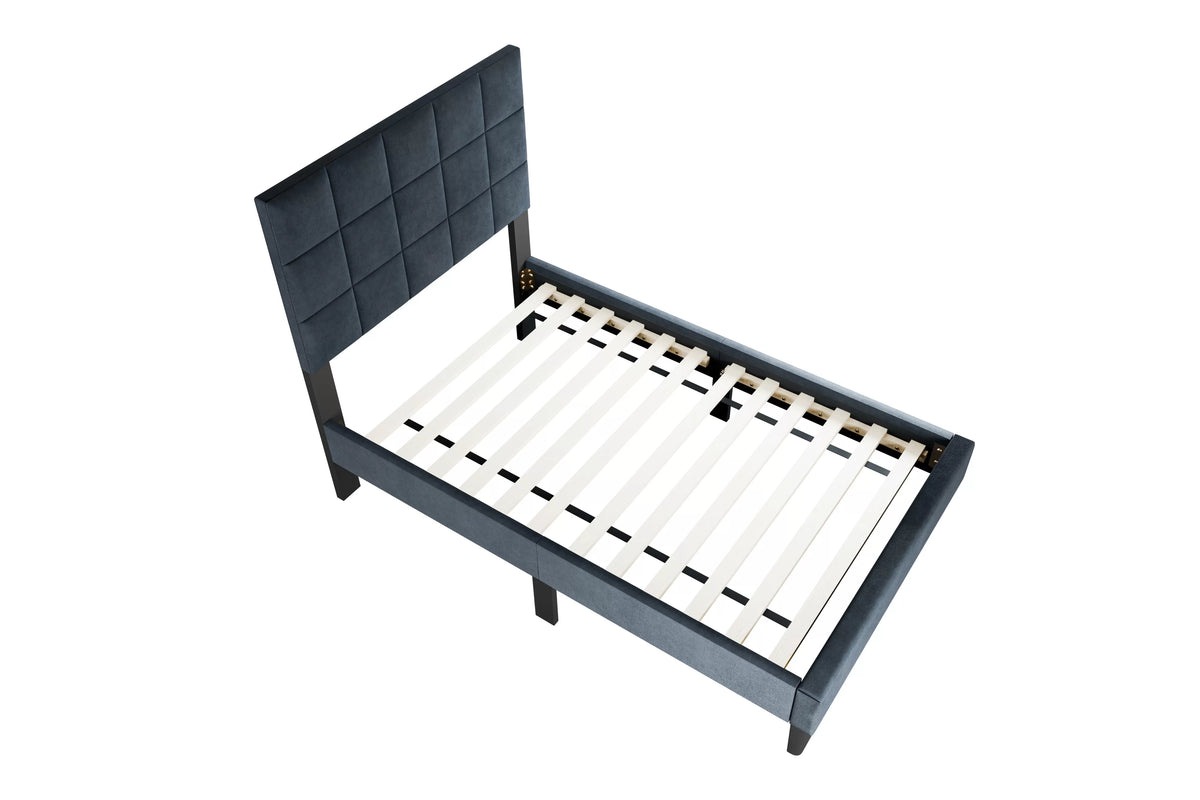 The Calloway Charcoal Linen Twin Bed Frame – Square-Tufted - view 6