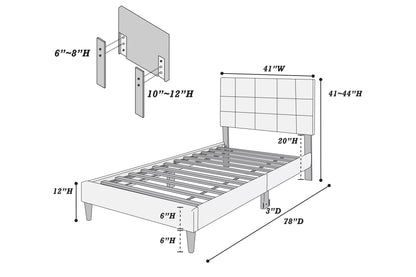 The Calloway Charcoal Linen Twin Bed Frame & Nightstand – 2 Piece - view 8