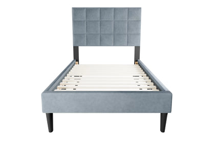 The Calloway Gray Linen Twin Bed Frame – Square-Tufted - view 2