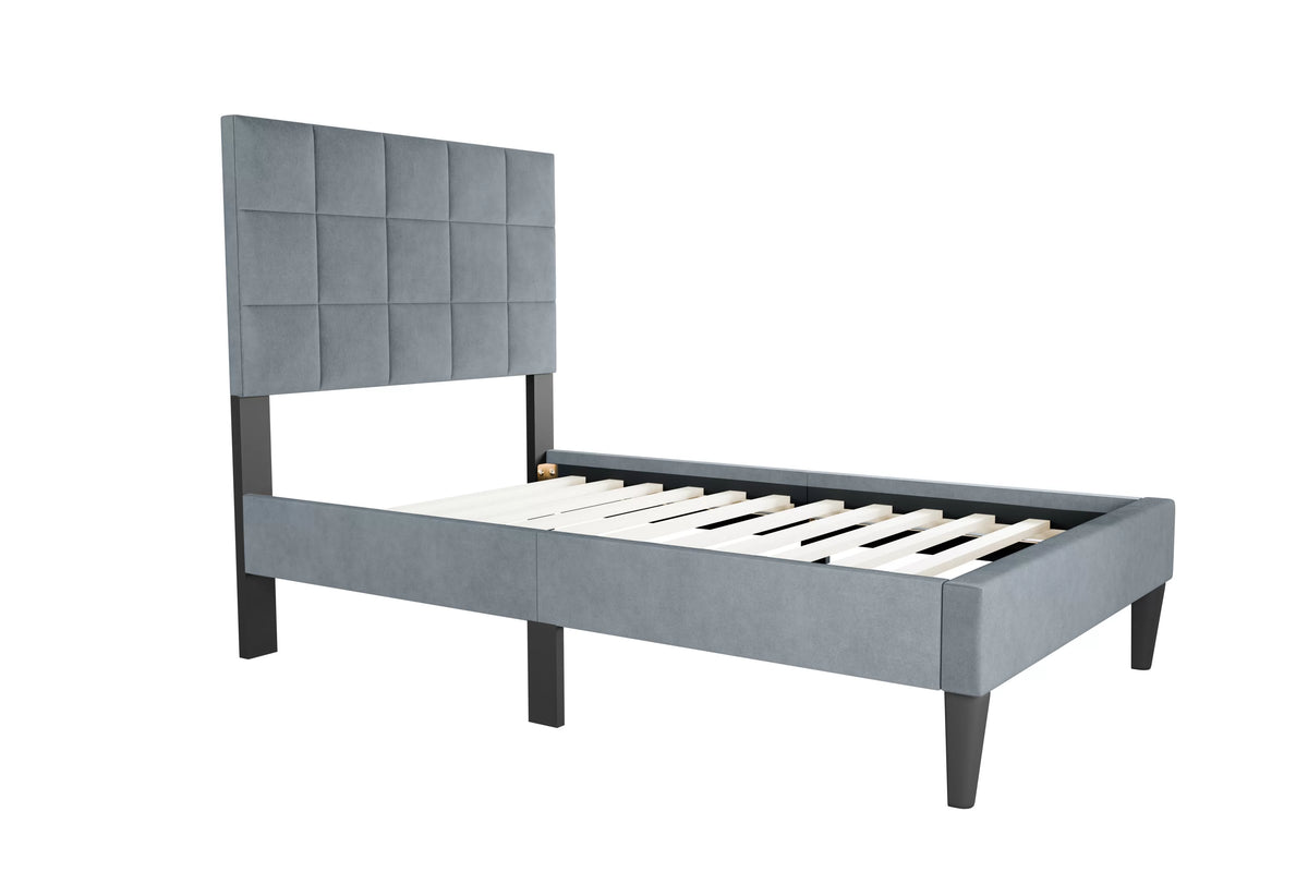 The Calloway Gray Linen Twin Bed Frame & Nightstand – 2 Piece - view 3