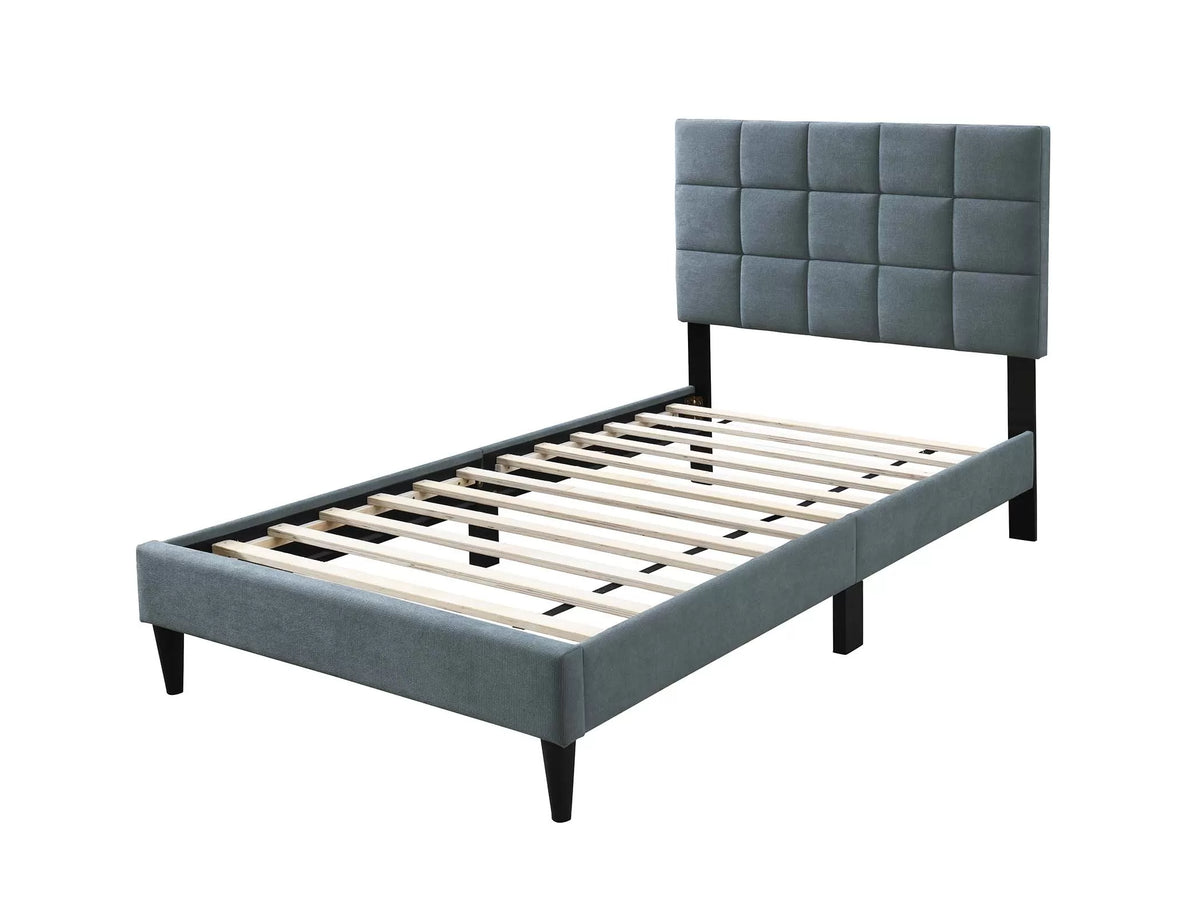 The Calloway Gray Linen Twin Bed Frame – Square-Tufted - view 4