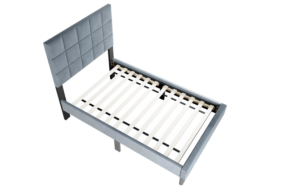 The Calloway Gray Linen Twin Bed Frame – Square-Tufted - view 6