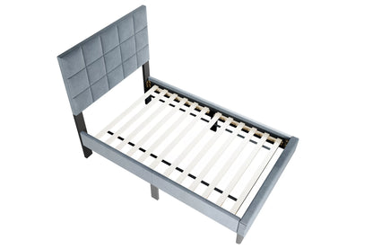 The Calloway Gray Linen Twin Bed Frame – Square-Tufted - view 6