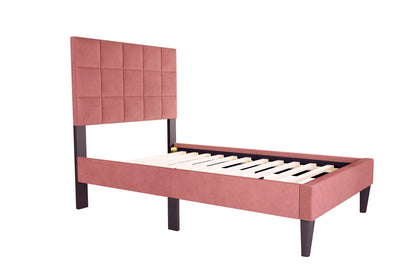 The Calloway Pink Linen Twin Bed Frame – Square-Tufted - view 3