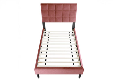 The Calloway Pink Linen Twin Bed Frame – Square-Tufted - view 5