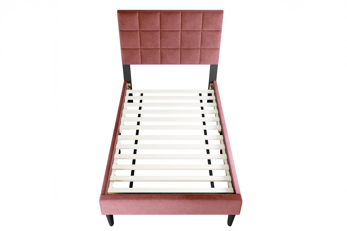 The Calloway Pink Linen Twin Bed Frame & Nightstand – 2 Piece - view 5