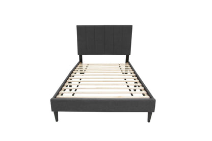 The Delaney Charcoal Linen Twin Bed Frame – Channel-Tufted - view 2