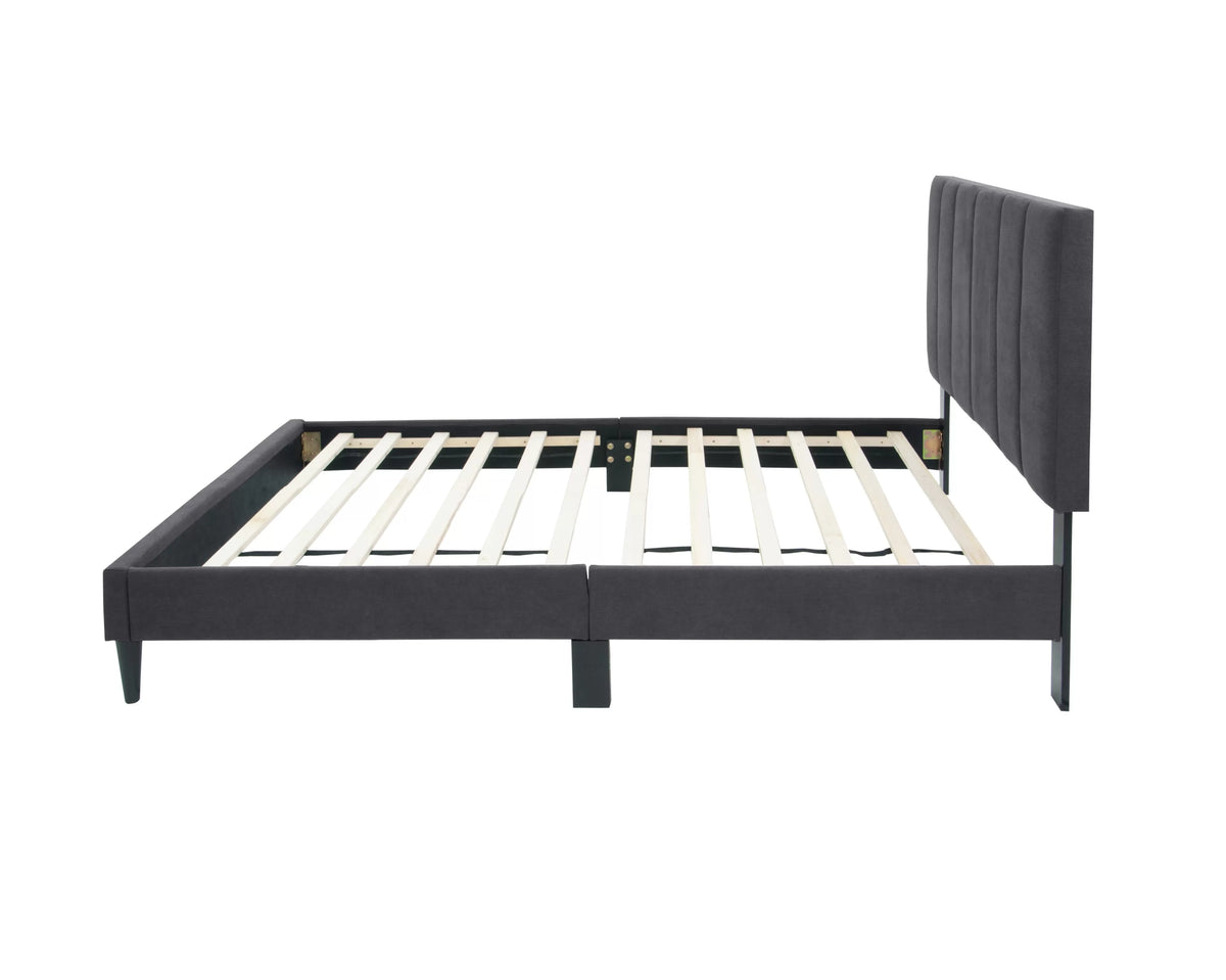 The Delaney Charcoal Linen Twin Bed Frame & Nightstand – 2 Piece - view 3