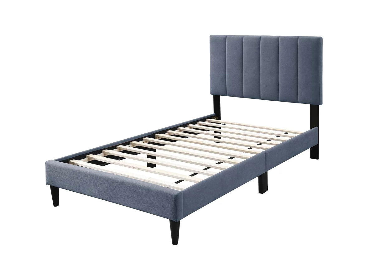The Delaney Charcoal Linen Twin Bed Frame – Channel-Tufted - view 4