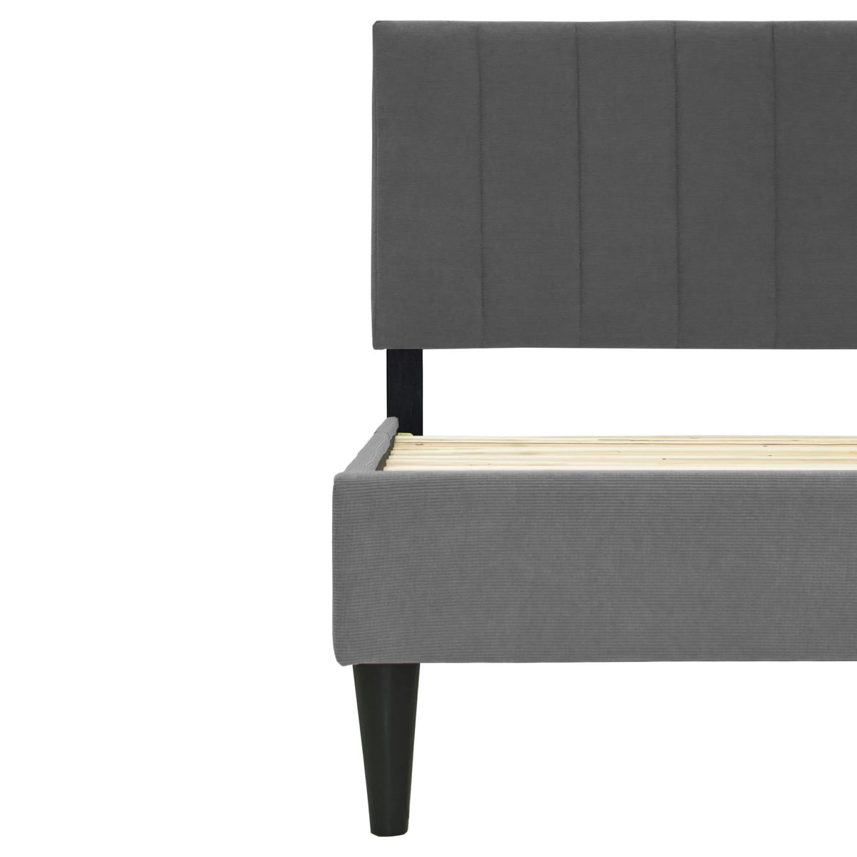 The Delaney Charcoal Linen Twin Bed Frame – Channel-Tufted - view 7