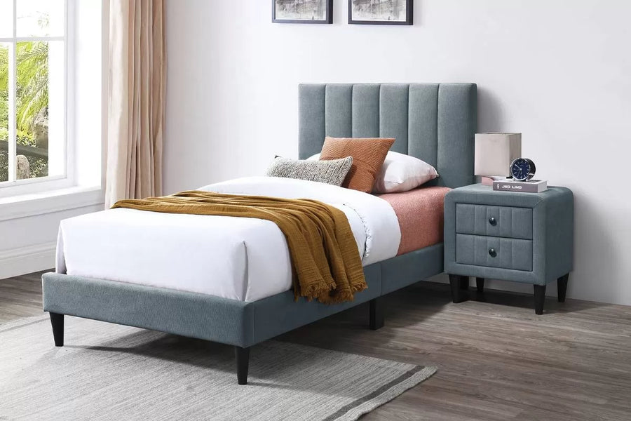 Cama Delaney Full Gris de Lino