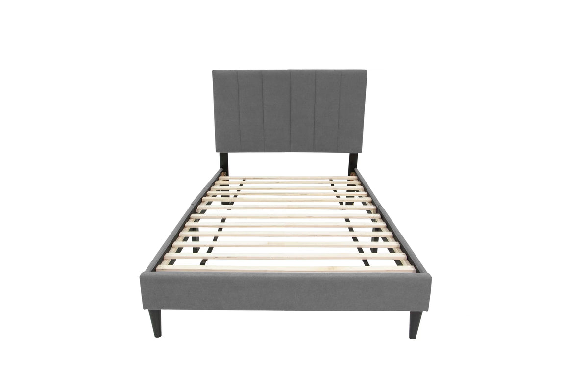 The Delaney Gray Linen Twin Bed Frame – Channel-Tufted - view 2