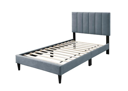 The Delaney Gray Linen Twin Bed Frame – Channel-Tufted - view 4