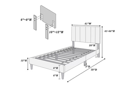 The Delaney Gray Linen Twin Bed Frame – Channel-Tufted - view 9