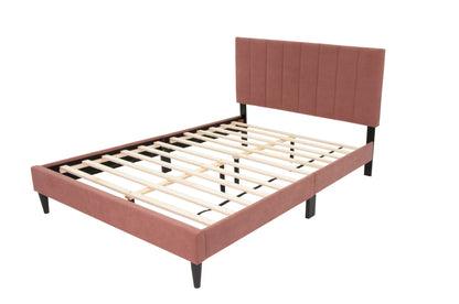 The Delaney Pink Linen Full Bed Frame & Nightstand – 2 Piece - view 3